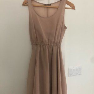 Beige Flowy Short Dress